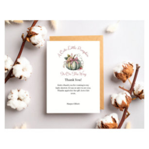 Carte De Remerciements Joli Fall Green & Plum Citrouille Baby shower à th
