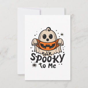 Carte De Remerciements Joli Fantôme d'Halloween Rétro : Parle-moi de Fant
