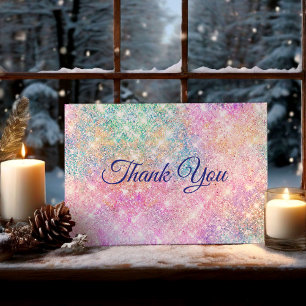 Carte De Remerciements Joli faux strass rose iridescent