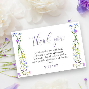 Carte De Remerciements Joli Fleur sauvage violet Delicate Floral