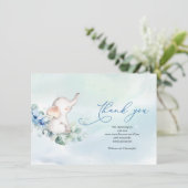 Carte De Remerciements Joli garçon Eléphant Dusty Fleurs Bleues Eucalyptu (Debout devant)