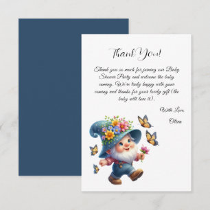 Carte De Remerciements Joli Gnome Avec Baby shower Papillon