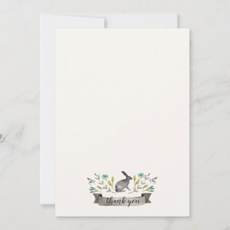 Carte De Remerciements Joli lapin aquarelle avec fleurs