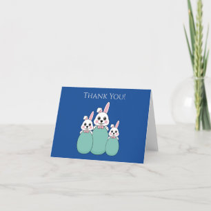 Carte De Remerciements Joli lapin blanc tenant l'oeuf de Pâques   Personn
