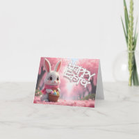Joli lapin de Pâques avec panier et œufs colorés