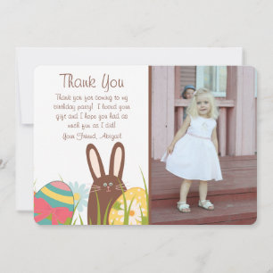 Carte De Remerciements Joli lapin et Oeufs de Pâques Photo Anniversaire