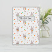 Carte De Remerciements Joli lapin Orange Grey Garçon Fille (Debout devant)