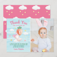 Joli Lapin Rose avec Photo de Carotte Anniversaire