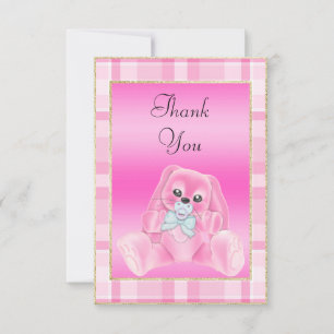 Carte De Remerciements Joli Lapin Rose Remerciement Baby Shower