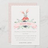 Carte De Remerciements Joli Lapin Rouge Rose Foliver N'Importe Quel Âge A (Devant / Derrière)