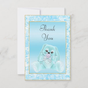 Carte De Remerciements Joli Lapin Sarcelle Remerciement Baby Shower
