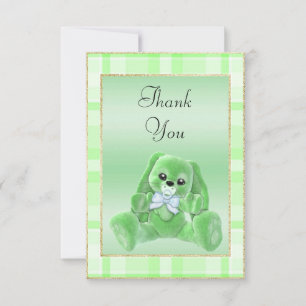 Carte De Remerciements Joli Lapin Vert Remerciements Baby Shower