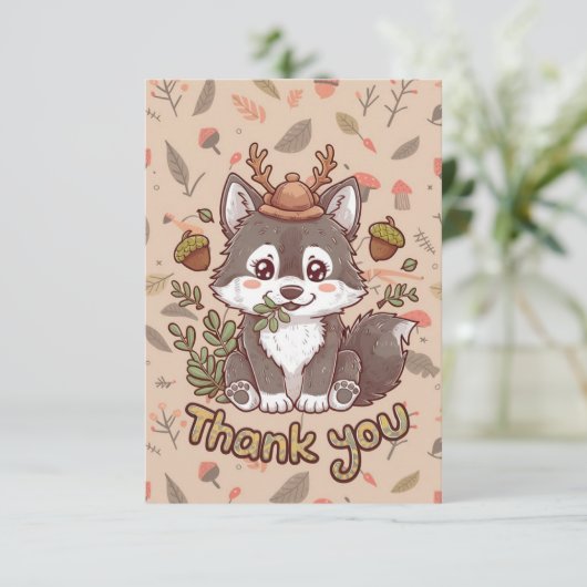 Carte De Remerciements Joli loup Whimsical (Debout devant)