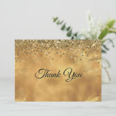 Carte De Remerciements Joli marbre en art avec monogramme doré rouge (Debout devant)