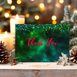 Carte De Remerciements Joli marbre vert rouge monogramme