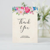 Carte De Remerciements Joli Mariage de frontière rose et bleu (Debout devant)