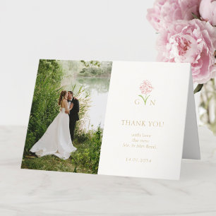 Carte De Remerciements Joli Mariage de Monogramme Floral Couple