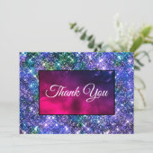 Carte De Remerciements Joli monogramme fantaisiste bleu violet iridescent (Debout devant)