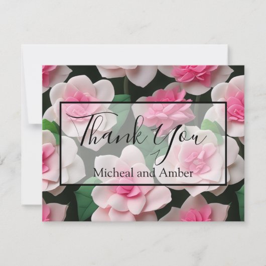 Carte De Remerciements Joli motif fleuri rose boho (Devant)