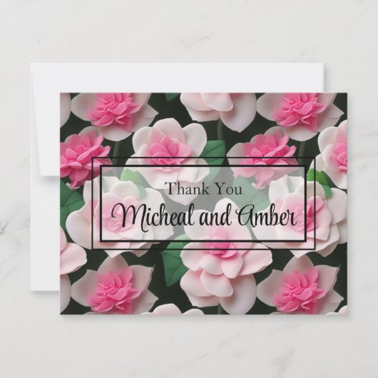 Carte De Remerciements Joli motif fleuri rose boho (Devant)