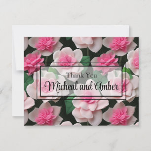 Carte De Remerciements Joli motif fleuri rose boho