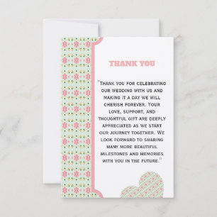 Carte De Remerciements Joli motif floral pastel sans couture rose doux