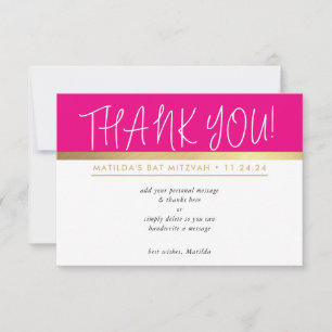Carte De Remerciements JOLI NOTE ultra tendance rose noir or