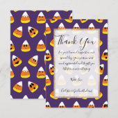Carte De Remerciements Joli orange violet Halloween Emoji Candy Corn (Devant / Derrière)