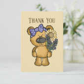 Carte De Remerciements Joli ours de fleurs ajouter un message (Debout devant)