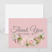 Carte De Remerciements Joli Pale Violet Rose Mariage Roses (Devant / Derrière)