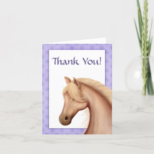 Carte De Remerciements Joli Palomino Pony avec Cheval à Cadre Violet