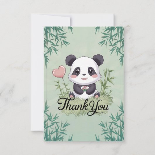 Carte De Remerciements Joli Panda Simple (Devant)