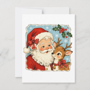 Carte De Remerciements Joli Père Noël de Noël Renne