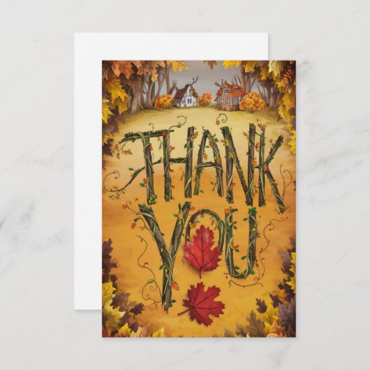 Carte De Remerciements Joli Petit Automne Automne (Devant / Derrière)