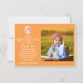 Carte De Remerciements Joli petit fantôme Boo Lune Halloween 1er annivers (Devant)