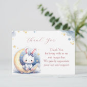 Carte De Remerciements Joli petit lapin blanc assis sur la lune (Debout devant)