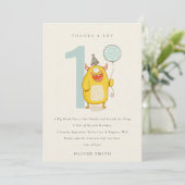 Carte De Remerciements Joli petit monstre aqua jaune pour tout âge d'anni (Debout devant)