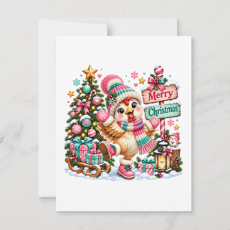 Carte De Remerciements Joli poulet joyeux Noël