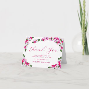 Carte De Remerciements Joli rose blanc floral 100e anniversaire