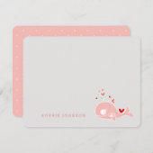 Carte De Remerciements Joli rose Pregnant maman baleine Baby shower fille (Devant / Derrière)