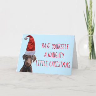 Carte De Remerciements Joli rouge Doberman chiot Santa chapeau Noël Grand