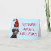 Carte De Remerciements Joli rouge Doberman chiot Santa chapeau Noël Grand (Devant)
