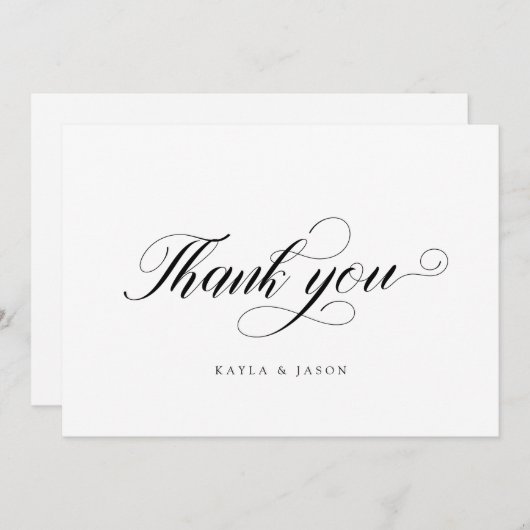 Carte De Remerciements Joli script élégant Mariage moderne formel (Devant / Derrière)