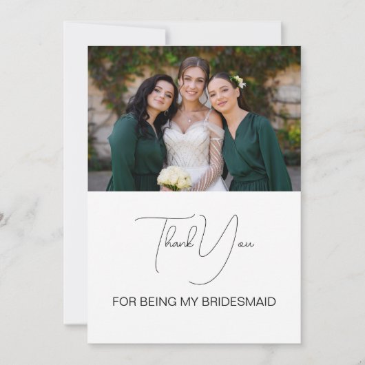 Carte De Remerciements Joli script moderne photo Bridesmaid (Devant)