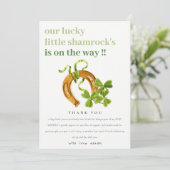 Carte De Remerciements Joli Shamrock  St Patrick's Day Baby shower (Debout devant)