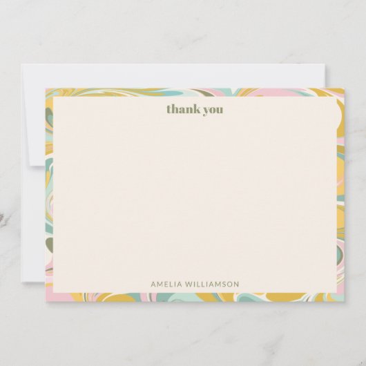 Carte De Remerciements Joli simple pastel abstrait douche de mariée perso (Devant)