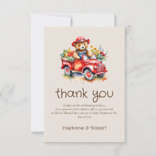 Carte De Remerciements Joli Teddy Elevage Local Fête de Naissance Rouge P