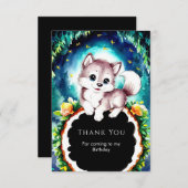 Carte De Remerciements Joli Whimsical Wolf Birthday (Devant / Derrière)