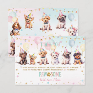 Carte De Remerciements Jolie adorable Chien Chien Balloons Anniversaire
