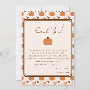Carte De Remerciements Jolie Baby Shower Automne Citrouille Mixte